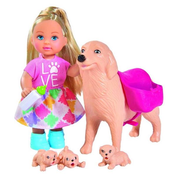 Evi Love Dog Sitter - Κουκλίτσα 12εκ. με Σκύλο & Κουταβάκια