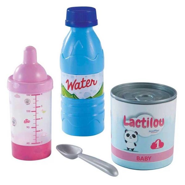 Ecoiffier Nursery Set - Σετ Μωρού με Μπιμπερό, Γάλα & Μπουκάλι Νερού