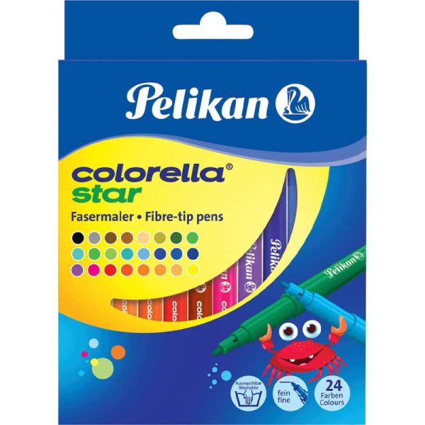Pelikan Colorella Star Πλενόμενοι Μαρκαδόροι Ζωγραφικής Λεπτοί σε 24 Χρώματα