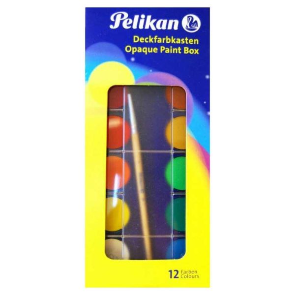 Pelikan Opaque Paint Box Σετ 12 Νερομπογιές με Πινέλο σε Κασετίνα