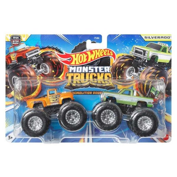 Hot Wheels Monster Trucks Demolition Doubles 1956 Hi-Trail Hauler & Silverado - Αυτοκινητάκια