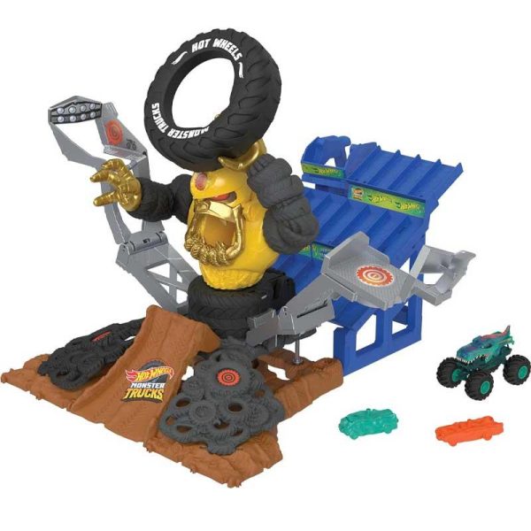 Hot Wheels Monster Trucks Arena Smashers - Mega Wrex vs Crushzilla Takedown - Πίστα με Αυτοκινητάκι