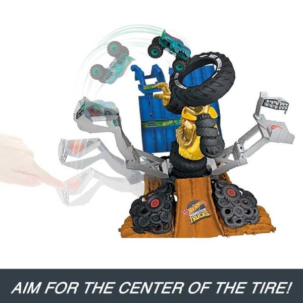 Hot Wheels Monster Trucks Arena Smashers - Mega Wrex vs Crushzilla Takedown - Πίστα με Αυτοκινητάκι