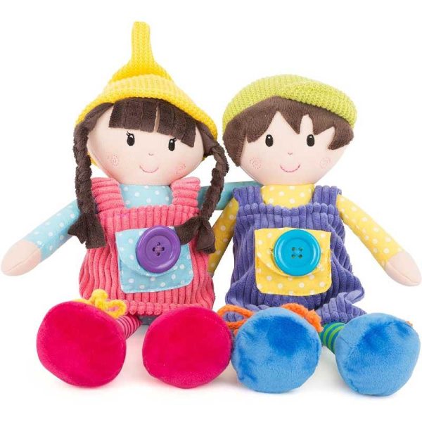 Small Foot Plush Emma and Noah - Σετ 2 Πάνινες Βρεφικές Κούκλες 34εκ με Ήχους Κουδουνίστρας