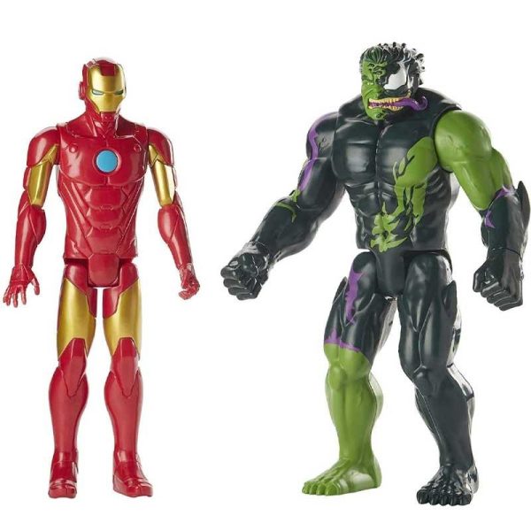 Marvel Spider-Man Maximum Venom Titan Hero Series: Φιγούρες Iron Man & Venomized Hulk 30cm