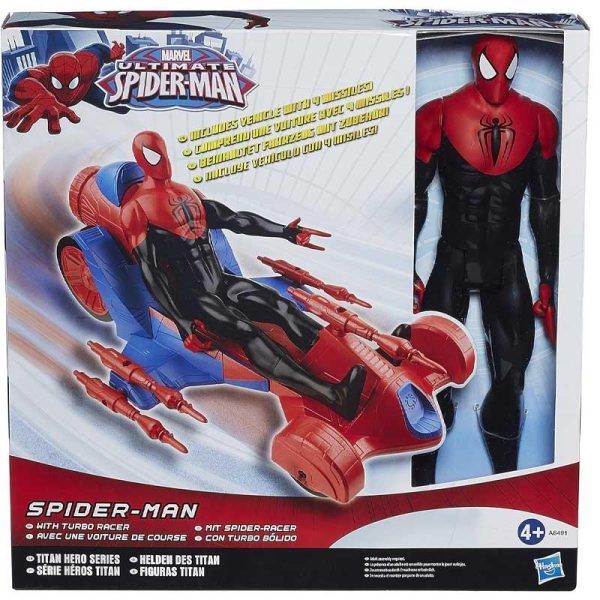 Marvel Titan Hero Series - Φιγούρα Spider-Man 30cm με Όχημα Turbo Racer