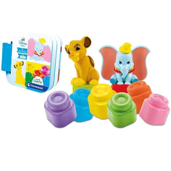 Clementoni Disney Baby Soft Clemmy: Simba & Dumbo Playset - Μαλακά Τουβλάκια & Βιβλιαράκι με Εικόνες