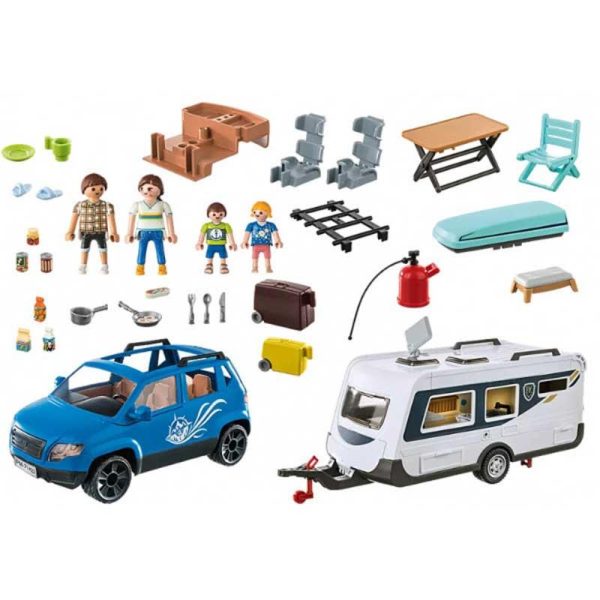 Playmobil Family Fun 71423: Οικογενειακές Διακοπές Με Ρυμουλκούμενο Τροχόσπιτο