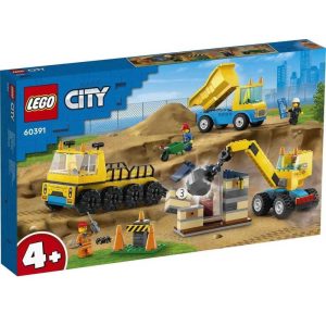 Lego City 60391: Φορτηγά Οικοδομικών Υλικών & Γερανός με Μπάλα Κατεδάφισης
