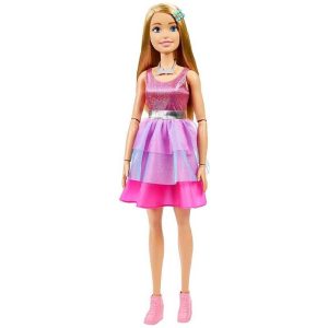 Barbie Blonde Hair with Shimmer Pink Dress Μεγάλη Κούκλα 61cm