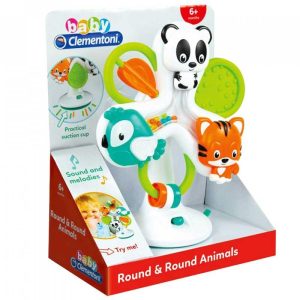 Baby Clementoni Βρεφικό Παιχνίδι Round & Round Animals με Μουσική και Ήχους