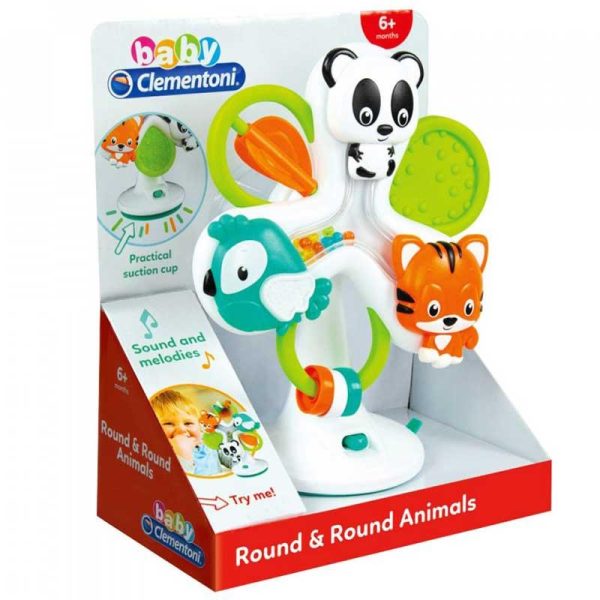 Baby Clementoni Βρεφικό Παιχνίδι Round & Round Animals με Μουσική και Ήχους