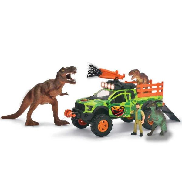 Dickie Toys Dino Hunter - Όχημα 4x4 Κυνηγού Δεινοσαύρων με 3 Δεινόσαυρους με Ήχο