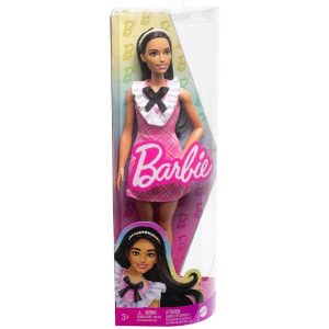 Barbie Fashionistas Κούκλα Μελαχροινή με Ροζ Φόρεμα #HJT06