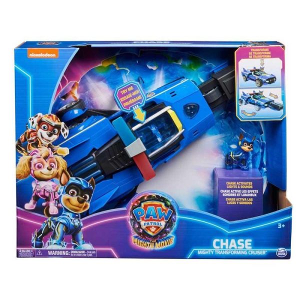 Paw Patrol The Mighty Movie - Chase Transforming Cruiser - Όχημα με Φιγούρα Chase