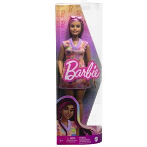 Barbie Fashionistas Κούκλα Μελαχροινή με Πλεκτό Φόρεμα Καρδιές #HJT04