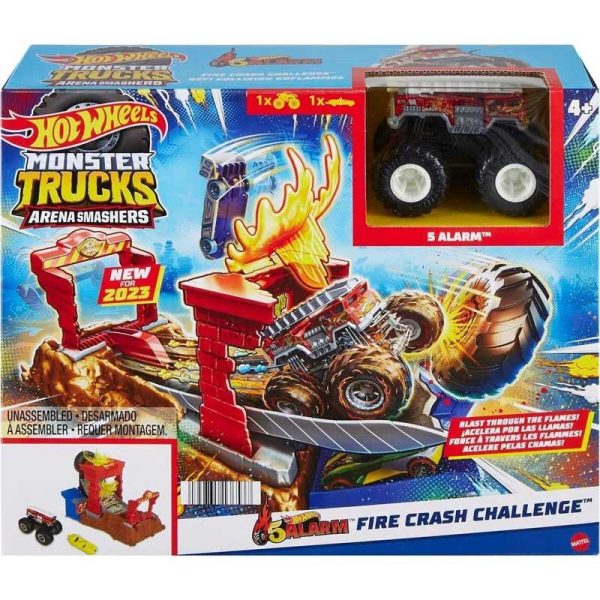 Hot Wheels Monster Trucks Arena Smashers - Fire Crash Challenge Πίστα με Αυτοκινητάκι 5-Alarm