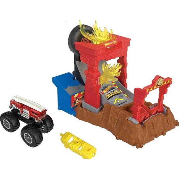 Hot Wheels Monster Trucks Arena Smashers - Fire Crash Challenge Πίστα με Αυτοκινητάκι 5-Alarm