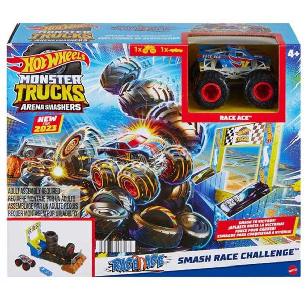 Hot Wheels Monster Trucks Arena Smashers - Smash Race Challenge Πίστα με Αυτοκινητάκι Race Ace