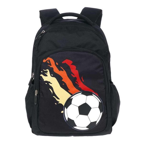 Lyc Sac Football Σχολική Τσάντα Πλάτης Δημοτικού σε Μαύρο χρώμα Μ30 x Π15 x Υ42εκ