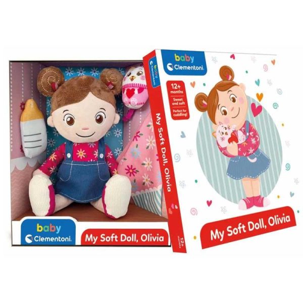 Baby Clementoni Olivia, My Soft Doll: Χνουδωτή Λούτρινη Κούκλα με Αξεσουάρ για 12+ μηνών