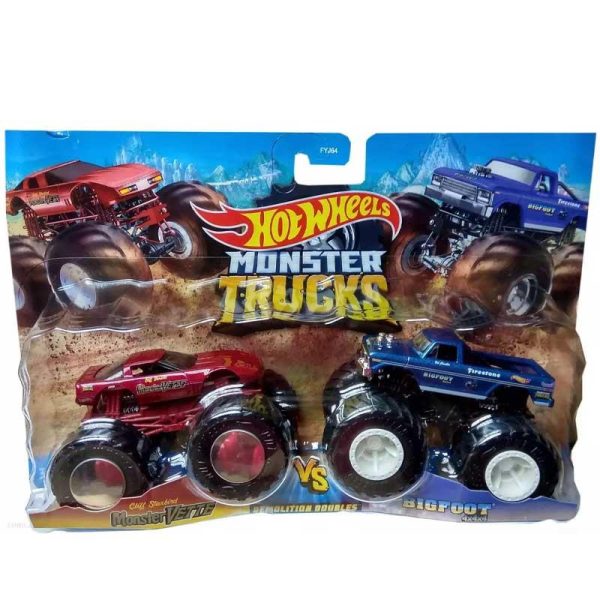 Hot Wheels Monster Trucks Demolition Doubles Monster Vette & Bigfoot - Αυτοκινητάκια