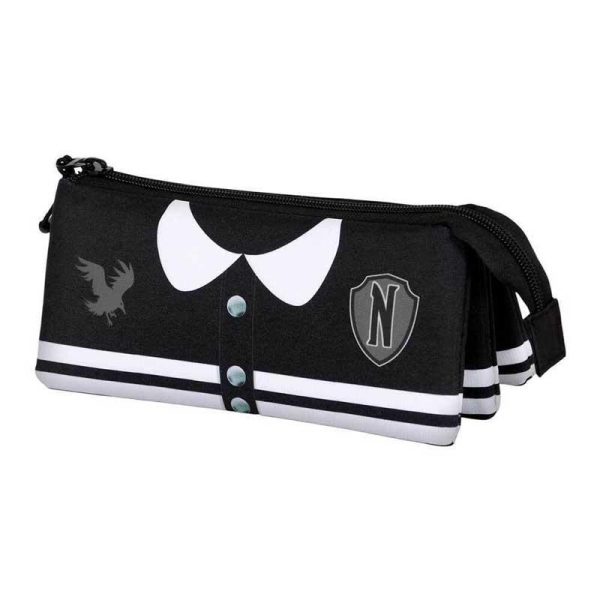 Wednesday Varsity Triple Pencil Case (black) - Κασετίνα - Karactermania