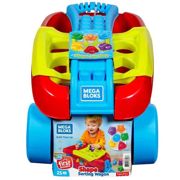 Fisher Price Τουβλάκια Mega Bloks Shape Sorting Wagon 25τμχ για 1+ Ετών