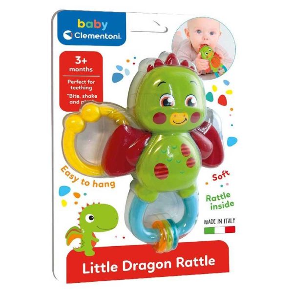 Baby Clementoni Dragon Teething Rattle - Κουδουνίστρα Μασητικό Δράκος