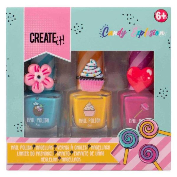 Create it! Candy Explosion Nail Polish - Παιδικά Βερνίκια Νυχιών & Δαχτυλίδια 3τμχ