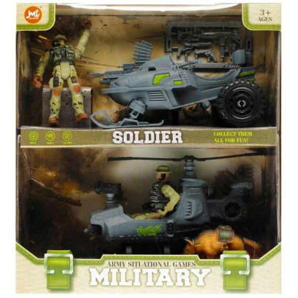 Military Soldier Playset - Στρατιωτικό Όχημα Χιονιού, Ελικόπτερο, 2 Φιγούρες & Εξοπλισμός