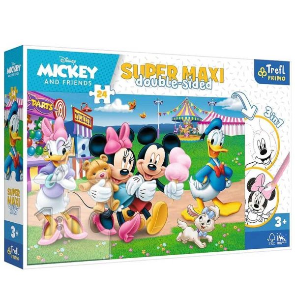 Trefl Maxi Double Sided Color Puzzle Disney Mickey At The Fairground - Παζλ με 24 XXL κομμάτια