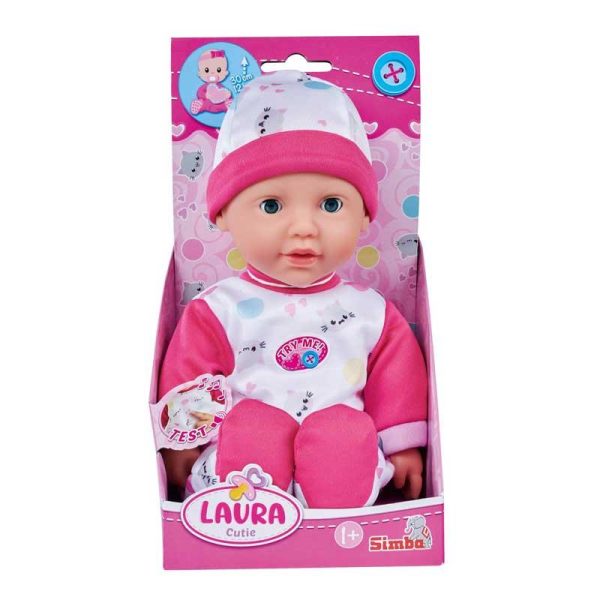 Simba Baby Laura Cutie - Μωράκι με Ασπρο και Ροζ Φορμάκι 30cm 1τμχ