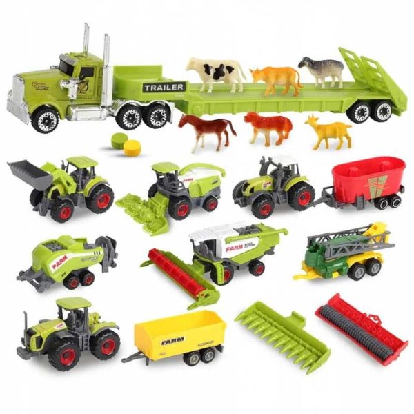 Large Set of Agricultural Vehicles Tractor - Μεγάλο Σετ με Μεταλλικά Αγροτικά Οχήματα