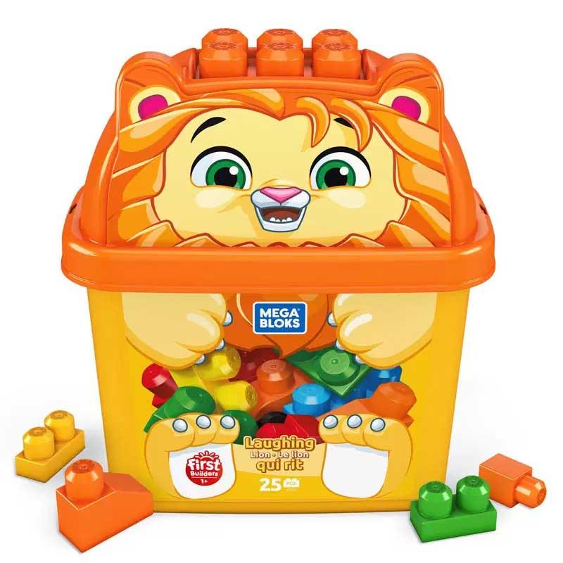 Fisher-Price Mega Bloks Laughing Lion - Κουβάς Λιονταράκι με Τουβλάκια 25τμχ