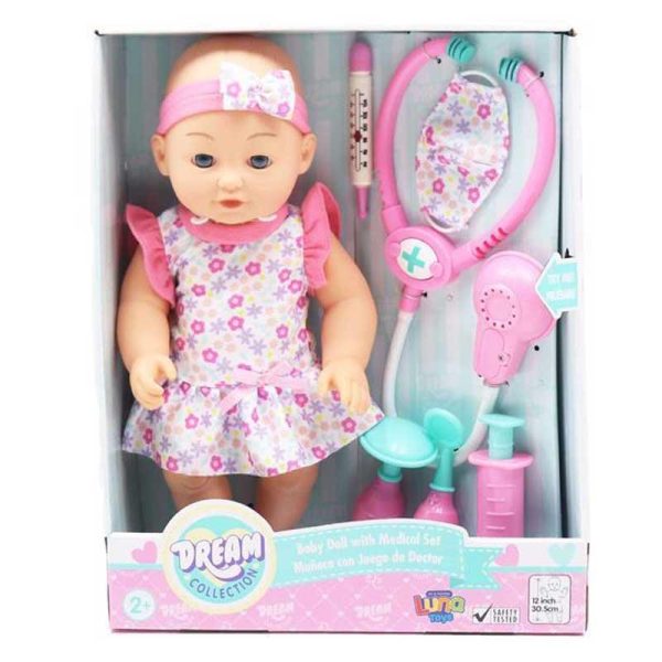 Luna Dream Collection - Μωρό Κούκλα με Σετ Ιατρικής, Ροζ 30εκ.