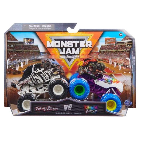 Monster Jam 2-pack Racing Stripes vs Rainbow Blast - Σετ με 2 Οχήματα 1:64