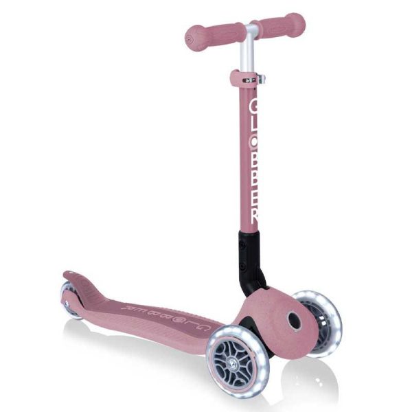 Globber Scooter Junior Foldable LED Lights Eco Berry – Πατίνι Τρίτροχο Αναδιπλούμενο (για 2 έως 6 ετών)