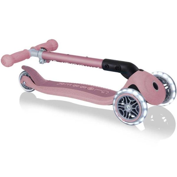 Globber Scooter Junior Foldable LED Lights Eco Berry – Πατίνι Τρίτροχο Αναδιπλούμενο (για 2 έως 6 ετών)