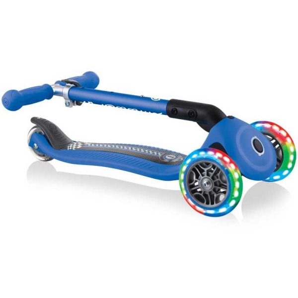 Globber Scooter Junior Foldable LED Lights Fantasy Racing Navy Blue – Πατίνι Τρίτροχο Αναδιπλούμενο (για 2 έως 6 ετών)