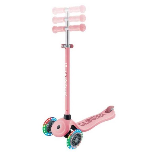 Globber Scooter Go.Up Sporty LED Lights Pastel Pink – Πατίνι Τρίτροχο με Κάθισμα 3 σε 1