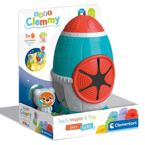 Clementoni Soft Clemmy Space Rocket - Διαστημικός Πύραυλος με Μαλακά Τουβλάκια