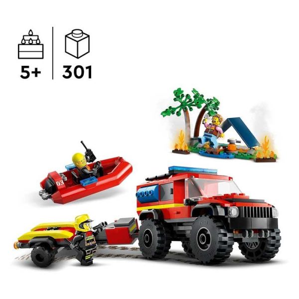 Lego City 60412: 4x4 Fire Truck With Rescue Boat