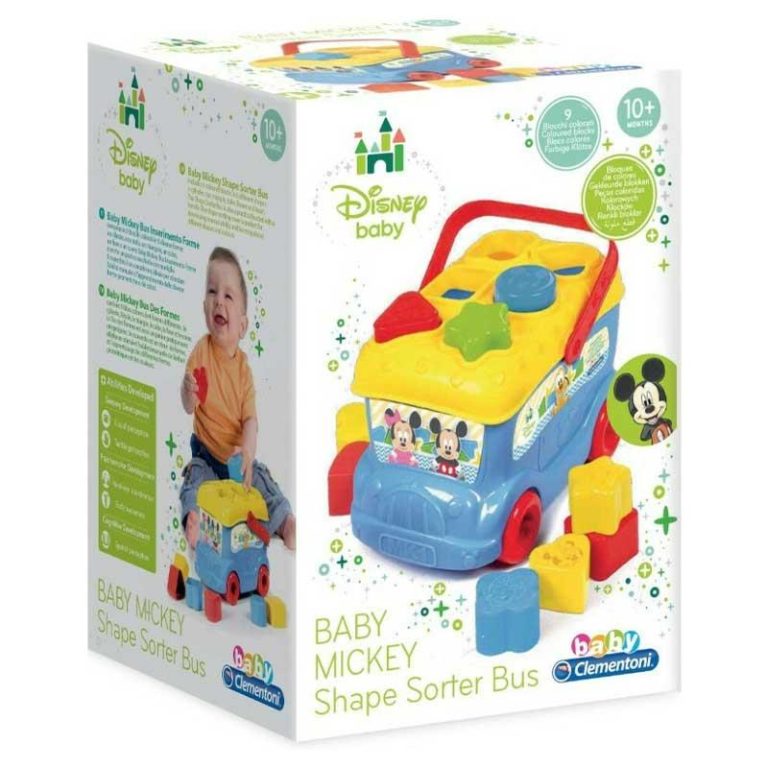 Baby Clementoni Disney Mickey Shape Sorter Bus - Λεωφορειάκι με Σχήματα / Σφηνώματα