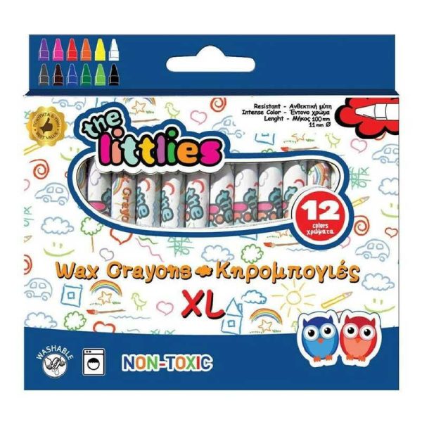 The Littlies Non Toxic Wax Crayons XL - Κηρομπογιές Χοντρές σε 12 Χρώματα