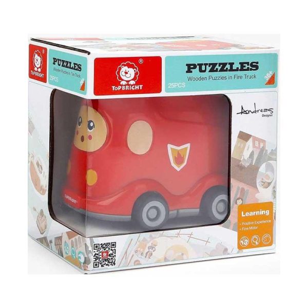 Top Bright Πυροσβεστικό Όχημα & Ξύλινο Παιδικό Puzzle (25 κομμάτια)