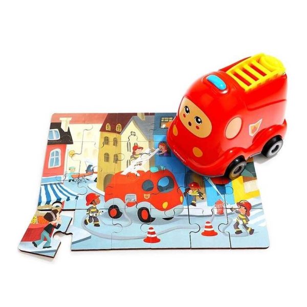Top Bright Πυροσβεστικό Όχημα & Ξύλινο Παιδικό Puzzle (25 κομμάτια)