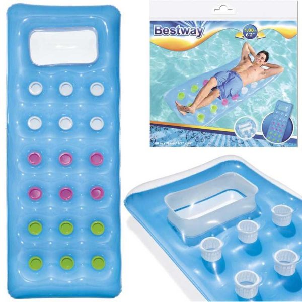 Bestway Φουσκωτό Στρώμα Θαλάσσης Ποτηράτο Μπλε 188x71cm