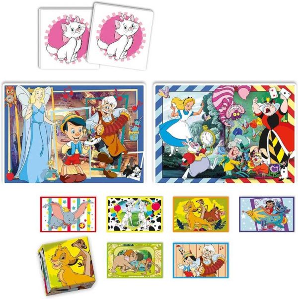 Clementoni Edukit 4 in 1 Disney Classics - Σετ με 2 Παζλ, Παιχνίδι ΜΕΜΟ & Παζλ με 6 Κύβους