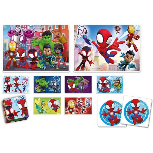 Clementoni Edukit 4 in 1 Spidey - Σετ με 2 Παζλ, Παιχνίδι ΜΕΜΟ & Παζλ με 6 Κύβους